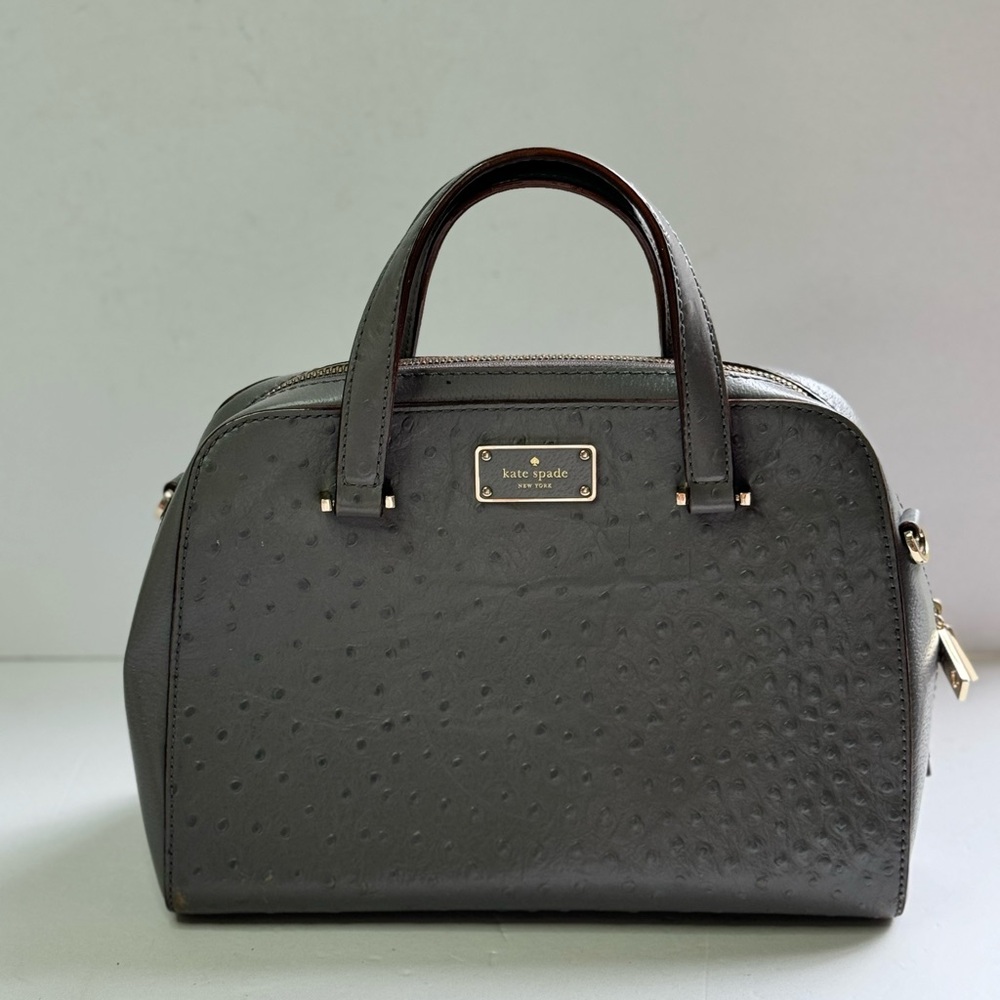 Kate Spade Kay Street Ostrich Embossed Satchel Grey